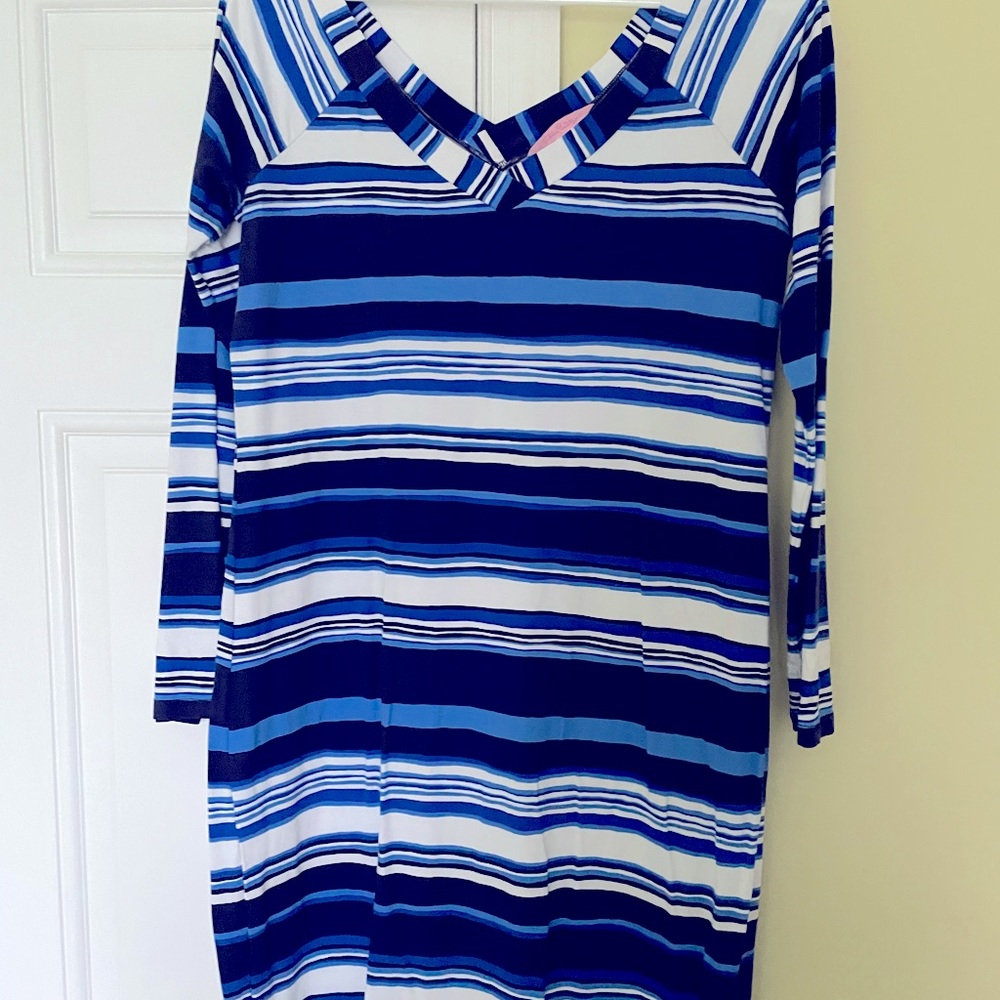 Lilly Pulitzer blue and white striped dress